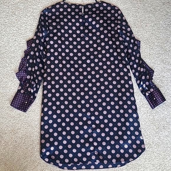 Banana Republic 100% Silk Navy Foulard Ruffle Mini Dress Women’s 0P Petite NWOT - Picture 12 of 17